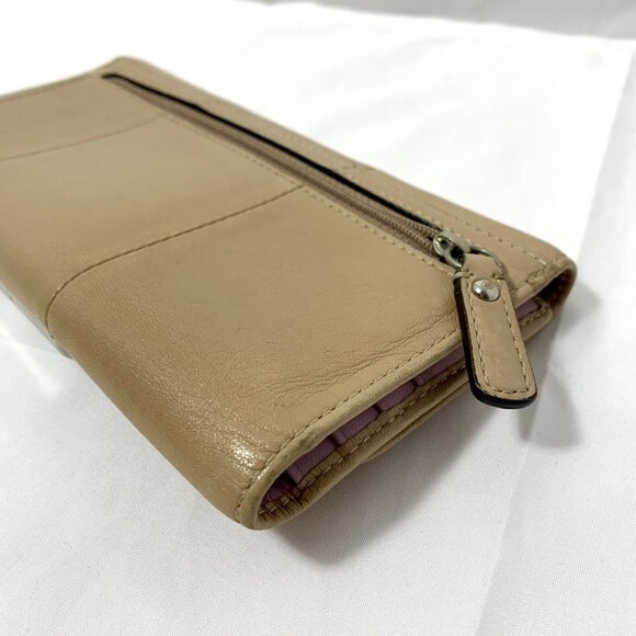 COACH Kristin Beige Leather Credit Card ID Window Trifold Wallet Lavender INT - Picture 8 of 16